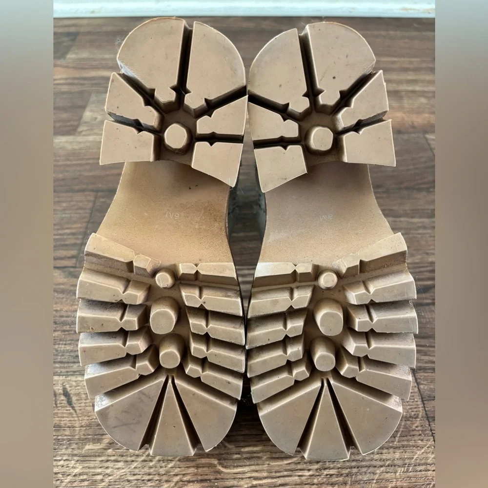 Jeffrey Campbell x Free People Preston Platform Suede Boots in Bone Size: 6